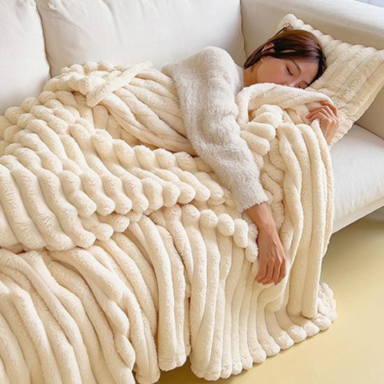 Kids Throw Blanket Super Soft Imitation Rabbit-Fur Flannel Blanket Living Room Warm Blanket Home Decor