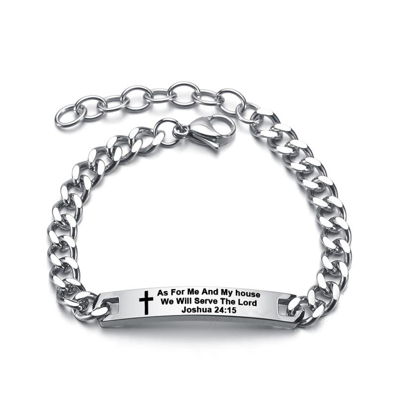 Christian Bible Stainless Steel Bracelet Bangle Engraved Cross Scripture Psalm Silicone Bracelets Religious Jewelry