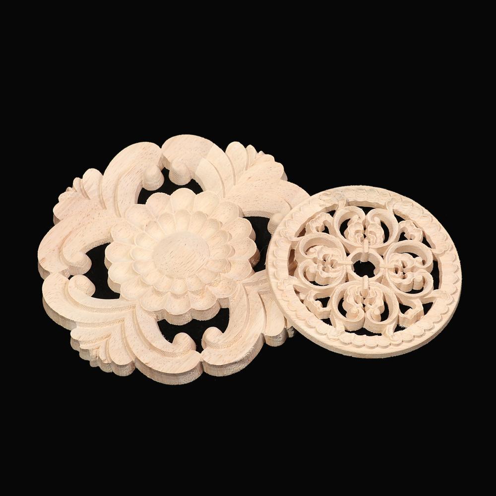 Parts Wall Door Wood Carved Wooden Figurines Crafts Corner Appliques Frame Woodcarving Decorative