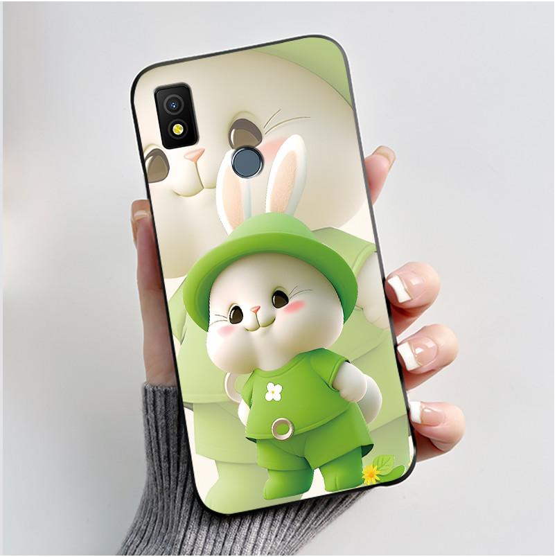 For Cricket Icon 4 Case Luxury Cute Love Rabbit Funny Black TPU Soft Silicone Protective Phone Case for Cricket Icon4 Back Cover