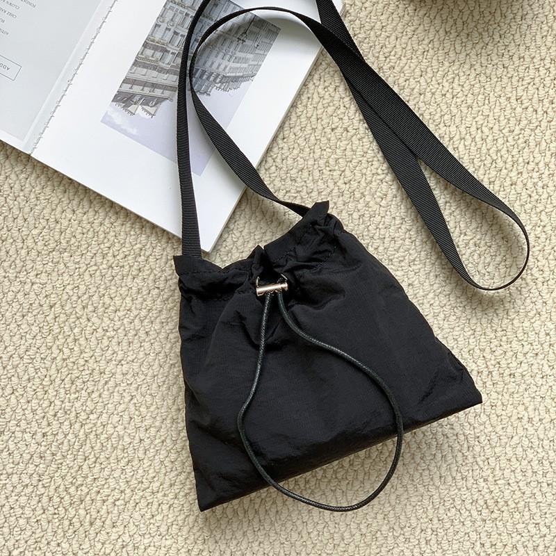 Korean Style Ins Personalized Casual Drawstring Nylon Cross-body Small Bag Women's All-matching Simple Lightweight Mini One-shoulder Cloth