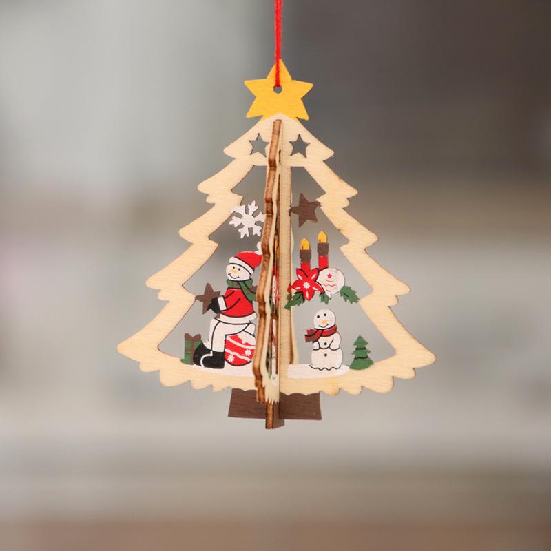 Wooden Laser-Cut Christmas Tree Ornaments: Small Star & Bell Pendants