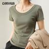 Round Neck Square Shoulder Short Sleeve T-shirt Women's Summer Thin Short Section Pullover Tops