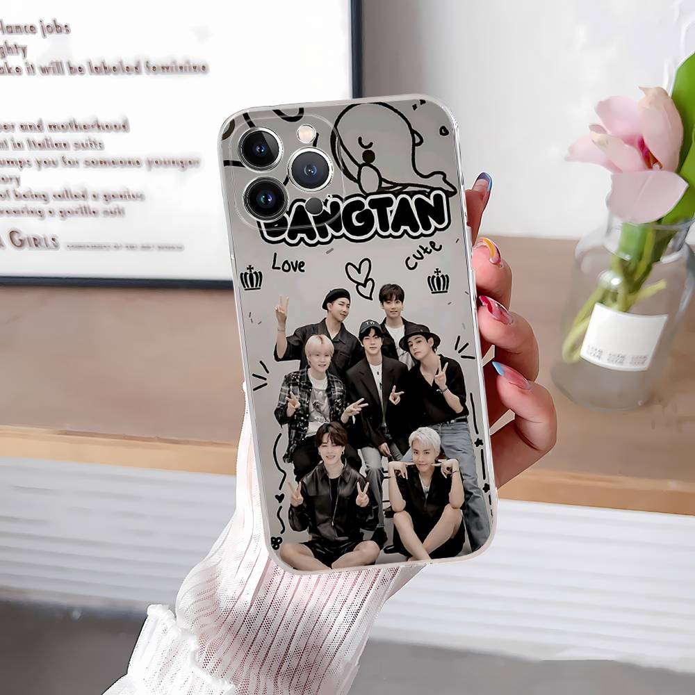 K-Pop Cartoon Boys B-BT21S Transparent Phone Case For IPhone 17 Air 16 Pro Max 15 14 13 12 11Plus Shockproof Cover