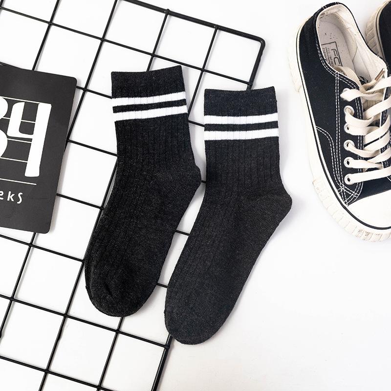 Полосатые коммерческие мужские носки с параллельными брусьями, модные средние носки-трубочки, 1 пара спортивных хлопковых носков для мальчиков