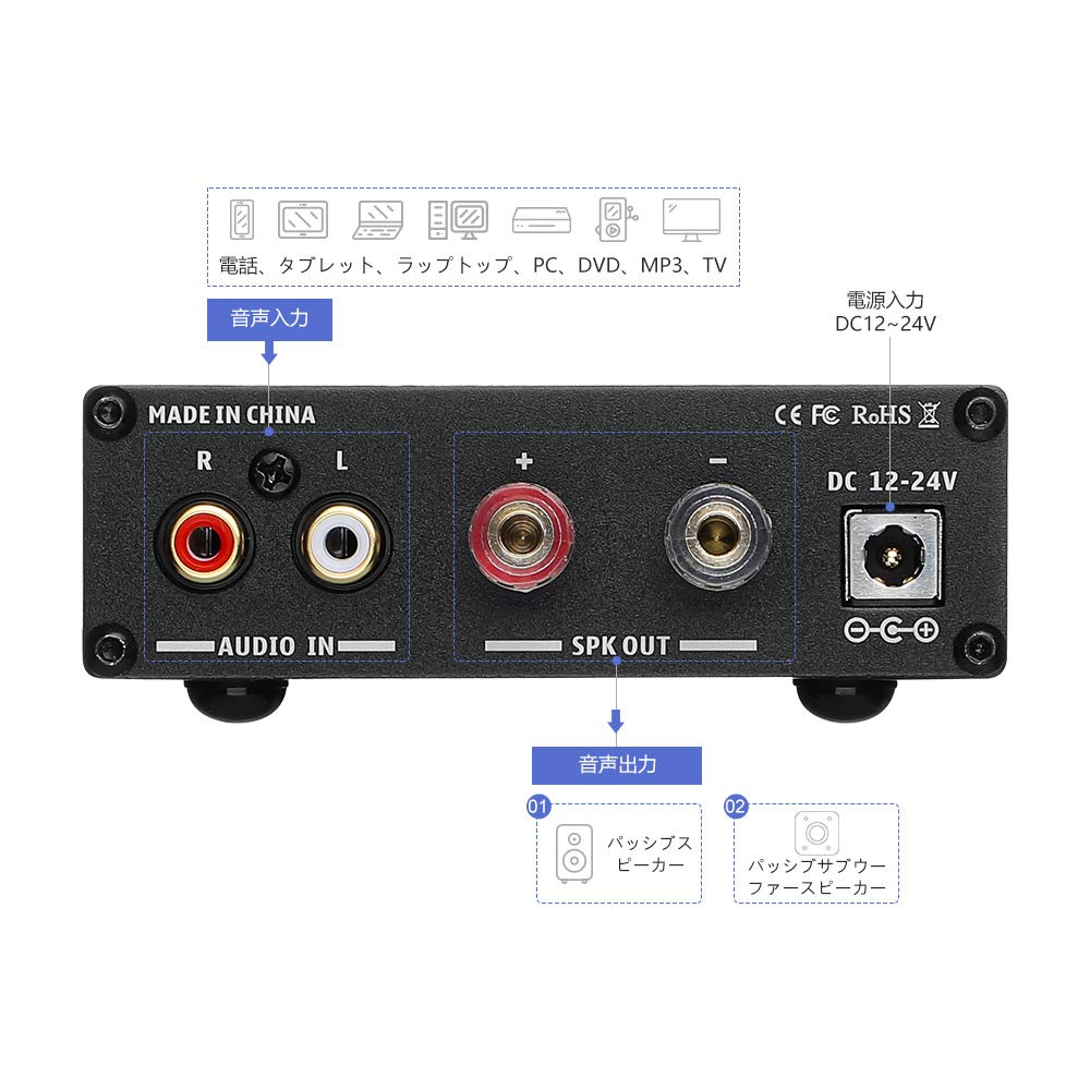 Усилитель сабвуфера TPA3116D2 100 Вт, Класс D, Hi-Fi Моно Цифровой Аудиоусилитель Высокой Мощности, DC12-24В, Домашний Кинотеатр (TPA3116D2, черный)