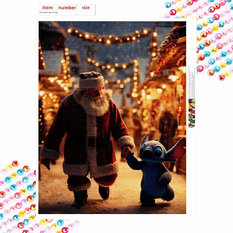 Disney Diamond Painting Kit Santa Stitch Hand Embroidery 5D DIY Diamond Art Home Decor Creative Handicrafts Christmas Snow Decorations