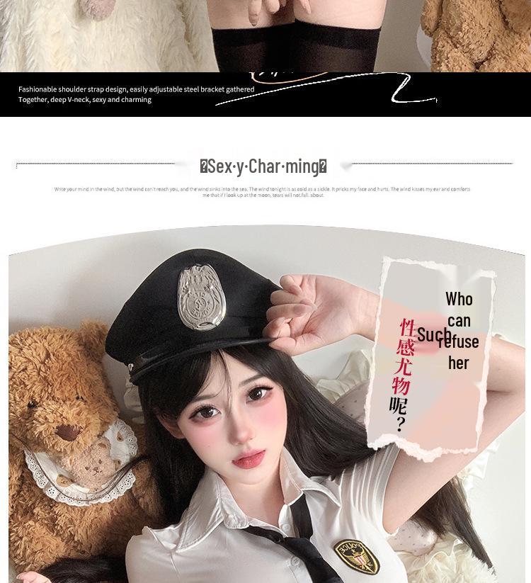 Соблазнительный комплект нижнего белья полицейской формы с низкой посадкой и съемной мини-юбкой