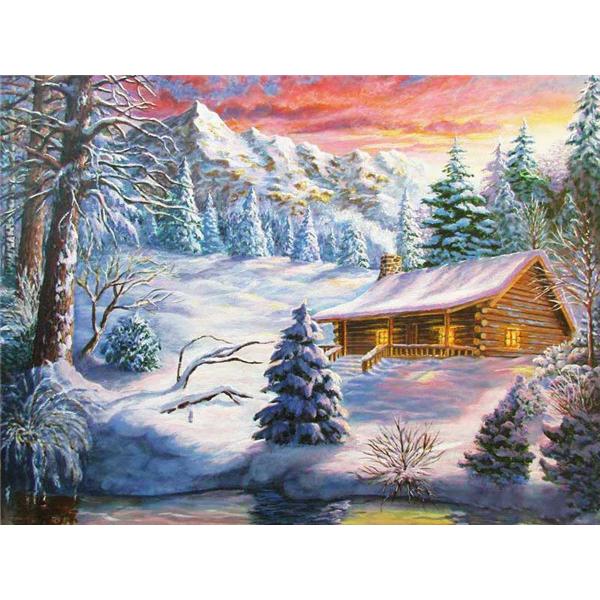 Full Drill Diamond Mosaic House 5D Diamond Embroidery Painting Landscape Winter Personalized Gift Christmas Decoration