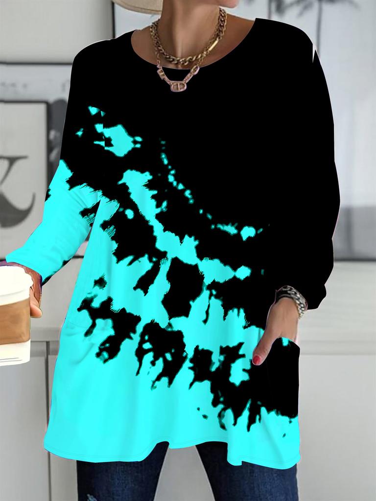 2025 Autumn Winter New Plus Size Women's Tops, Butterfly 3D Print Fashion Crew Neck Long Sleeve T-Shirts