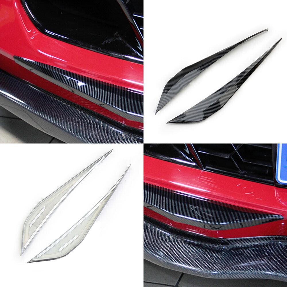 2pcs Car Accessories for Chevrolet Corvette C7 2014-2018 Carbon Fiber Printed Front Bumper Corner Protector Cover Trim