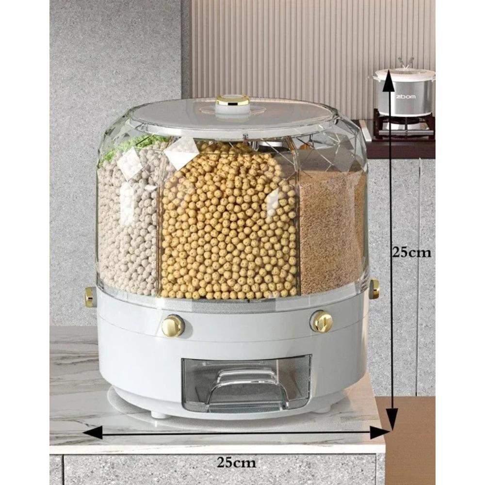 Вращающийся на 360 градусов дозатор для риса, герметичный диспенсер для ведер для сухих зерновых, влагостойкий кухонный контейнер для еды, ящик для хранения
