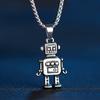 Street Trendy Japanese and Korean Retro Building Blocks Robot Necklace Pendant Hip Hop Titanium Steel Necklace