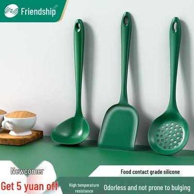 Набор из 3 предметов: Половник для супа с антипригарным покрытием и кухонные принадлежности для жарки - Большой, Толстый, Длинная ручка.