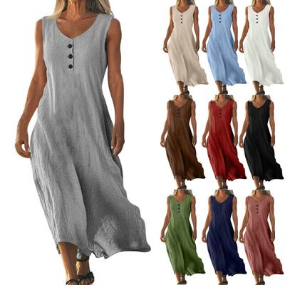 Женское повседневное летнее платье без рукавов с принтом, свободное пляжное платье с вырезами