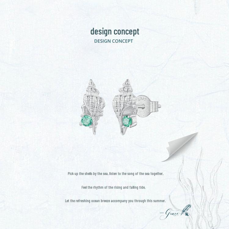 Avle Exquisite S925 Sterling Silver Conch Earrings with Platinum Finish - Versatile Marine Life Jewelry for Women.