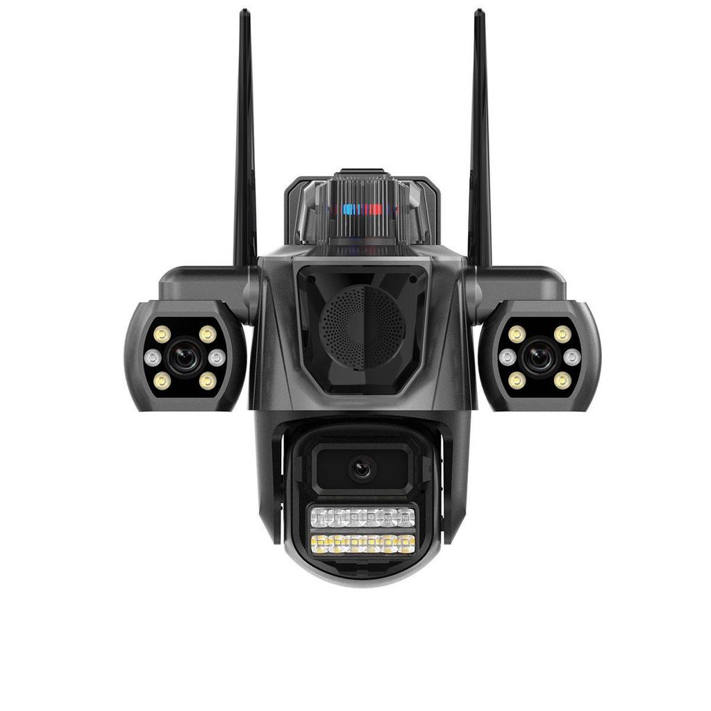 Icsee 9MP Wireless Three-Lens Camera with Triple Screen for Outdoor Monitoring