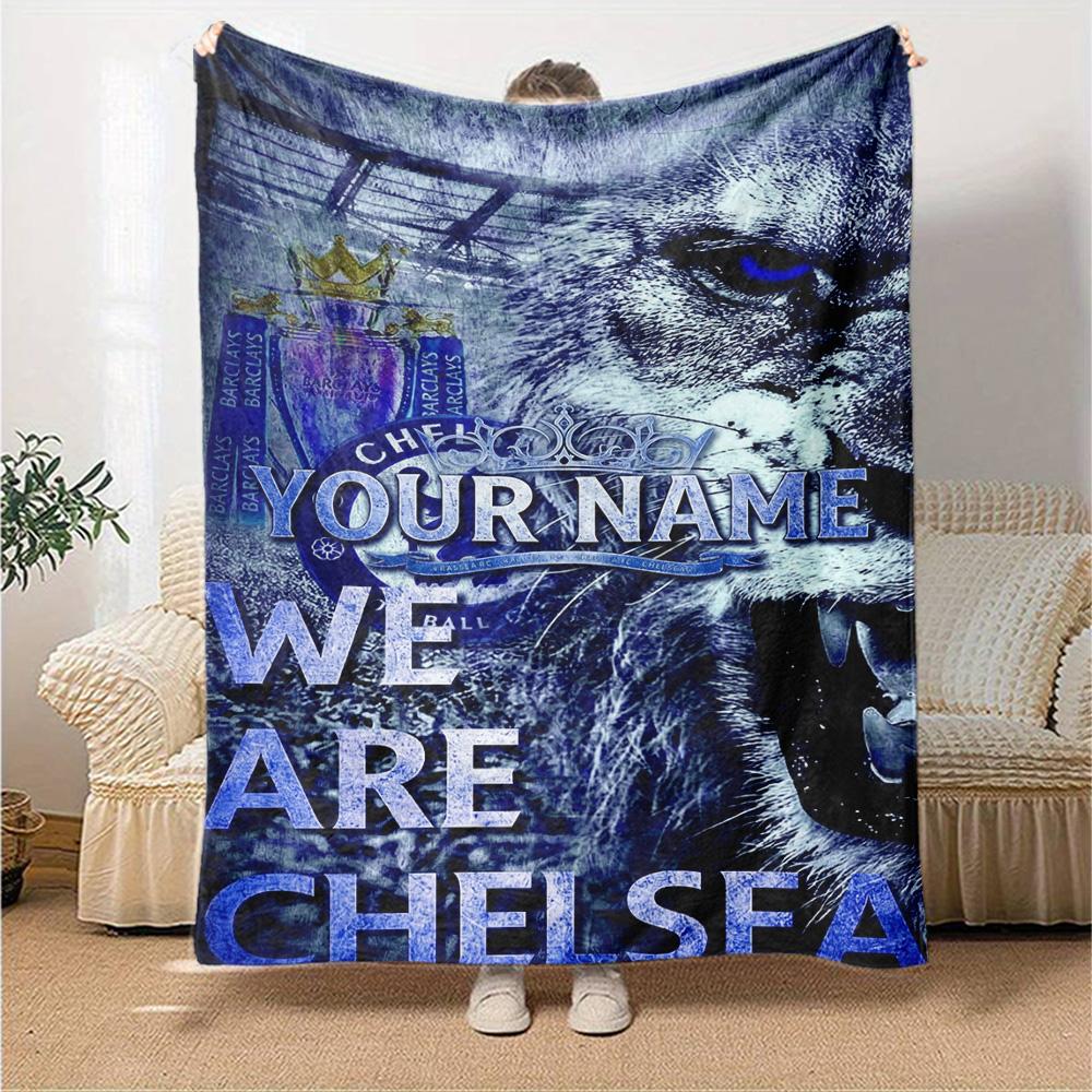 Chelsea Fc Football Player Personalized Name Blanket Lightweight Customizable Blanket Comfortable Suitable for Chair Living Room Picnics Office