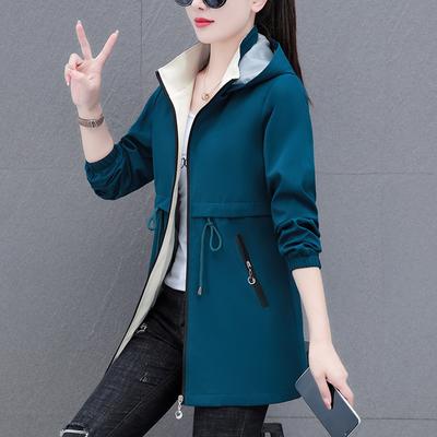 Осенне-зимняя женская ветровка, бархатный теплый плащ средней длины с капюшоном, корейская женская куртка, тонкая верхняя одежда