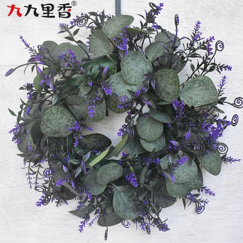 Artificial Eucalyptus Wreath Small Lavender Leaf Door Decor Floral Ring Home Wedding Party
