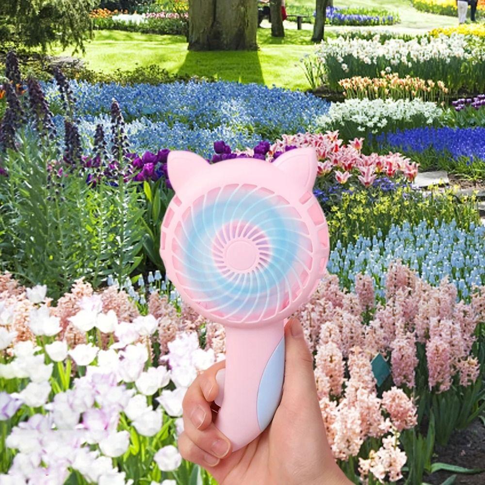 Mini Cartoon Handheld Fan Cute Pocket Fan Easy Blower Cooler Manual Press Fan Student