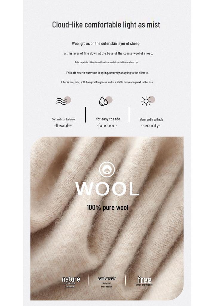 Women's Casual Wool Sweater - Half-Open Neck, Loose Fit, Pure Color, Perfect for Fall and Winter