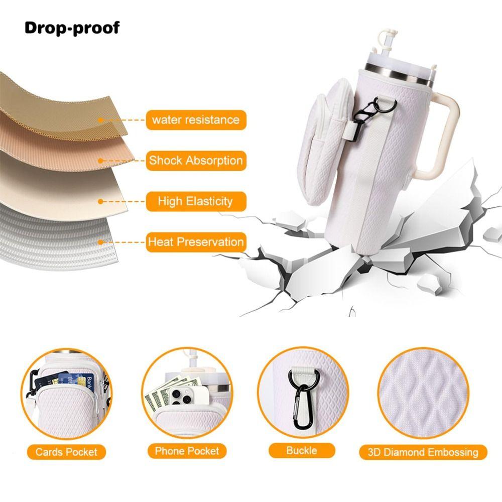 Adjustable Strap Water Cup Bags With Phone Pocket Bottle Carrier Bag  for Stanley 40oz Tumbler