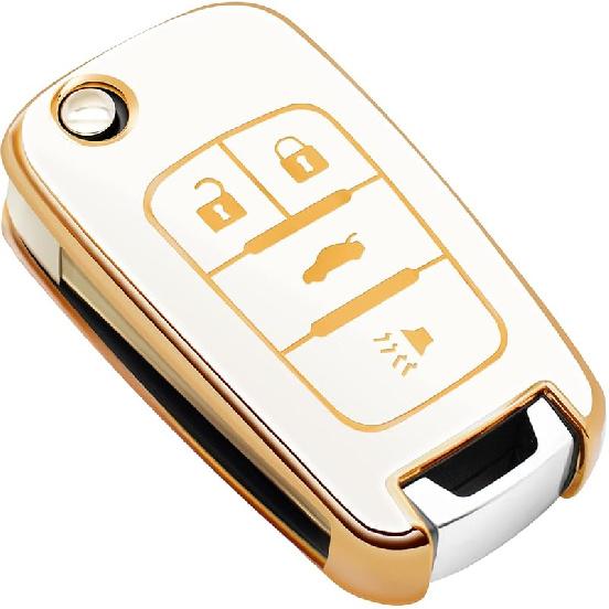 Чехол для брелока FEYOUN Совместим с Buick Encore Chevy Chevrolet Camaro Equinox Impala Sonic Trax GMC Terrain Флип 4 Кнопки ТПУ Бесключевой Брелок