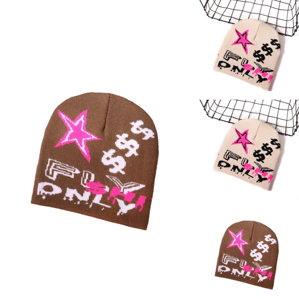 Knitted Beanie Hat With Letter Pattern For Streetwear And Casual Winter Style