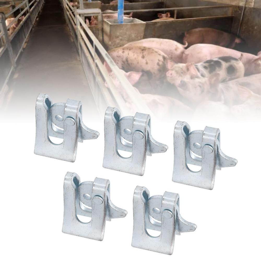 5pcs Galvanized Steel Plate Pet Cage Suspended Water Dispenser Fence Latch Pig Farrowing Bed