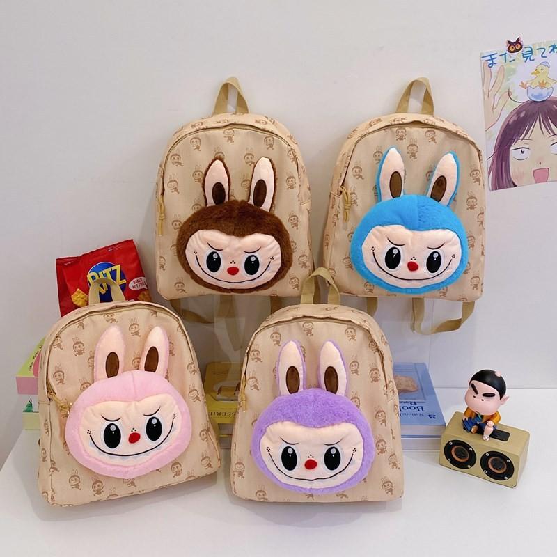 Backpack Cartoon Plush Large Capacity Students Bags Kids Gift Daily Use