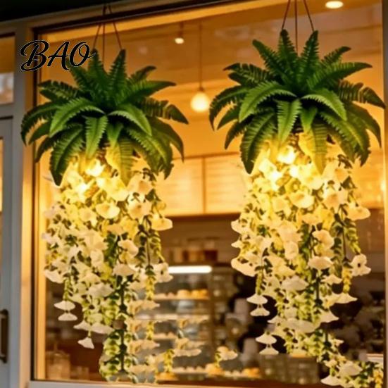 Outdoor Artificial Flowers Fake Hanging Plants, UV Resistant Vines, Ivy Lifelike Silk Flower Decor Faux Indoor Bedroom Living Room Boho Wall