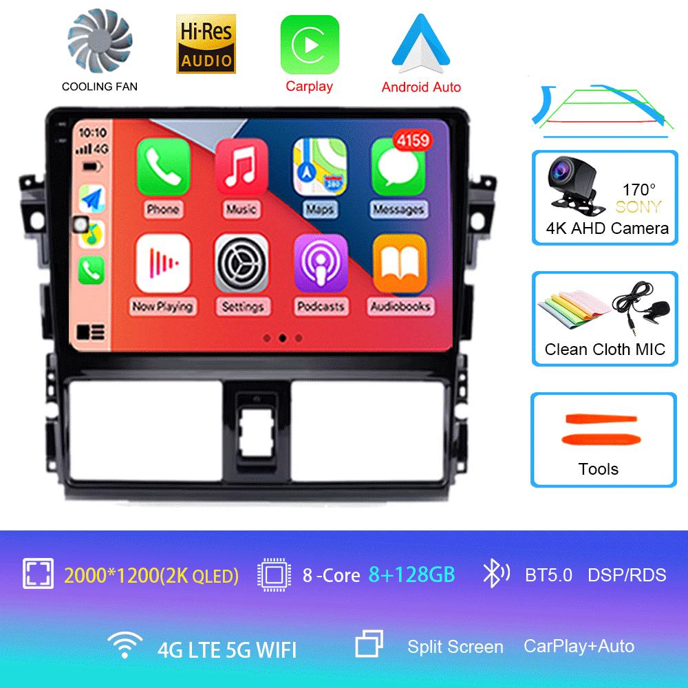 Android 14 для TOYOTA VIOS YARIS 2013 2014 2015 2016 Мультимедийный видеоплеер Автомобильный радиоприемник GPS-навигация БЕЗ DVD 2 Din Carplay Новый