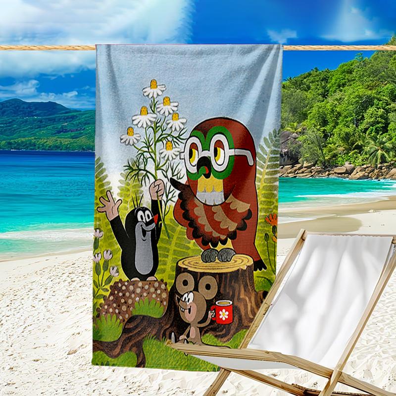 Ultra-Soft Beach Towel with Krtek Theme,Ideal for Pool - Camping, Diving - Perfect Travel Essential, Vibrant Beach Towel.