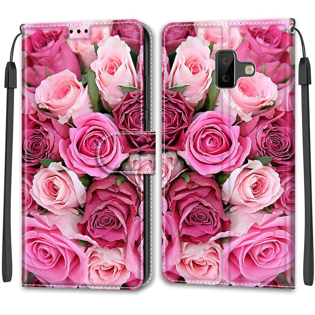 Luxury Painted Leather Case Wallet Book Style Protective Cover for Samsung Galaxy J6 Prime/J6 Plus/J6 (2018) J600/J5/J3