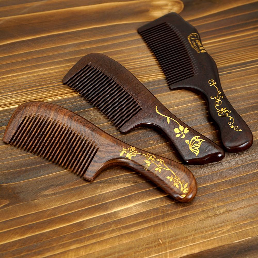 Professional Comb Sandalwood Wide Tooth Hair Combs Scalp Massage Brush Moon Shape Wooden Comb Bath SPA Massage Brush Hair Brush