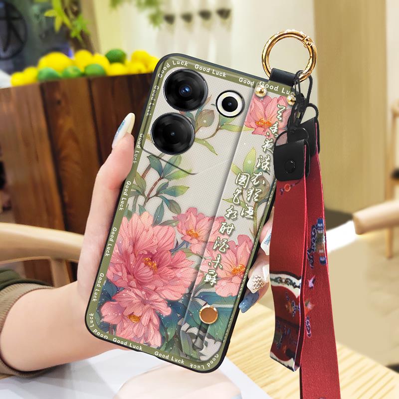 Для мамы чехол для телефона в китайском стиле для Tecno Camon20 Pro 5G/CK8n Модный ремешок на запястье Мягкий чехол Держатель для телефона Грязеотталкивающий