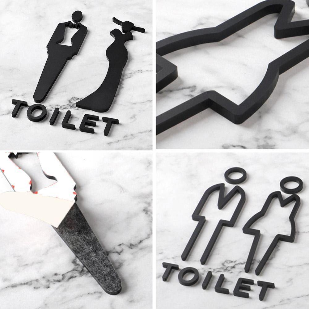 Акриловые вывески для туалета, черные таблички для туалета, знак ориентации для мужчин и женщин, туалетные таблички, дверные таблички