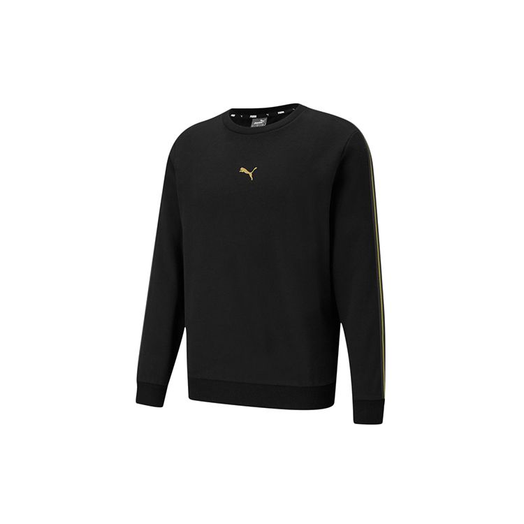 Puma Metallic Nights Crew Fleece-Lined Knit Sweater Men Sweatshirt Black 587141-01