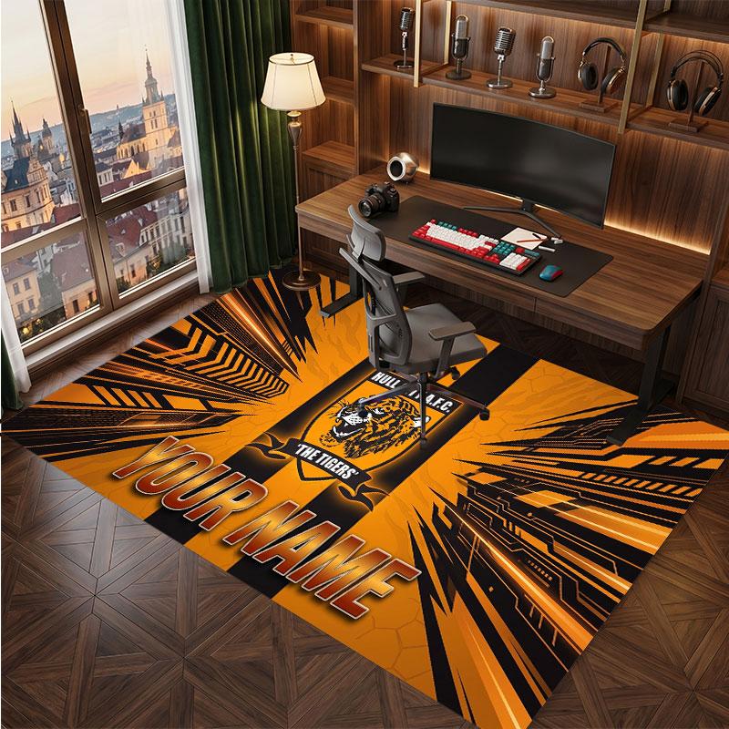 Hull FC Personalized Crystal Velvet Carpet, Customized Name Text Soft Anti‑Slip Rug for Living Room Bedroom