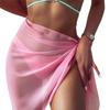 Women Short Swimsuit Cover Ups  Lace Up Net Yarn Beach Bikini Wrap Sheer Short Skirt Chiffon Scarf Cover Up Swimwear Beach Skirt