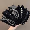 Wide Black Hairband Rhinestone Wrinkle Headband Retro Women Hair Hoop  Daily