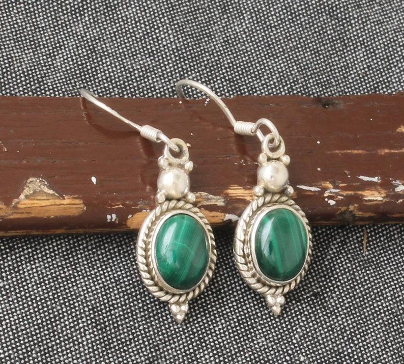 Серьга из стерлингового серебра 925 пробы с малахитом, дизайнерская серьга для женщин, подарок для нее