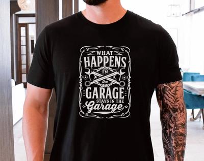 Funny I Need My Garage Time Mechanic Hot Rod Motorcycle Rider What Happens In the Garage Unisex Jersey Short Sleeve Tee T-and Kids Tshirt