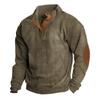 Men's European & American Corduroy Henley Sweatshirt: Casual Long-Sleeve Pullover T-Shirt