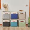 Large Capacity Linen Fabric Storage Basket Side Handles Toys Sorting Box  Desktop