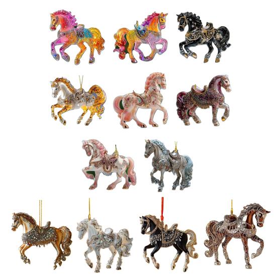 Лошадь Украшение Сверкающий Страз Лошадь Украшение на Елку 2D Акриловая Подвеска Праздничный Сувенир Подарки для Женщин Девушек Любителей Лошадей