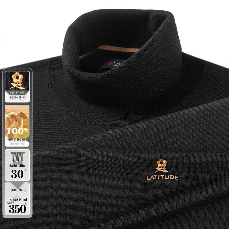 MONTAGUT Men's Pure Merino Wool Turtleneck Sweater