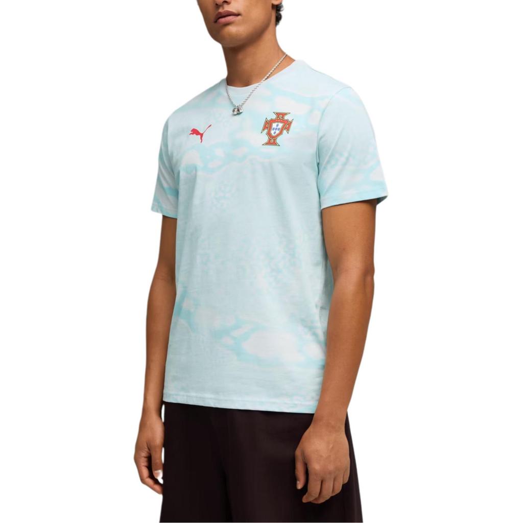 Puma Fpf Ftbculture Aop Спортивная повседневная футболка с коротким рукавом и круглым вырезом национальной сборной Португалии Мужские рубашки 784820-31