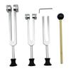 Ahvqevn 4 Pack Tuning Fork Set with Tuning Fork Hammer for Sound Sound Vibration Tools with Silver (128Hz, 256Hz, 512Hz) Base,
